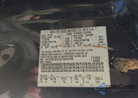 2002 Ford Ranger Edge/Xl/Xlt z USA, uszkodzony, nr VIN 1FTYR10U12TA24438